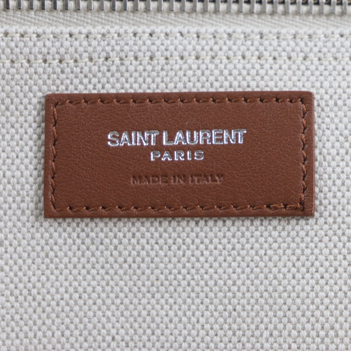 Saint Laurent Beige Brown Canvas Leather Shopping Bag Tote Bag (Pre-Owned)