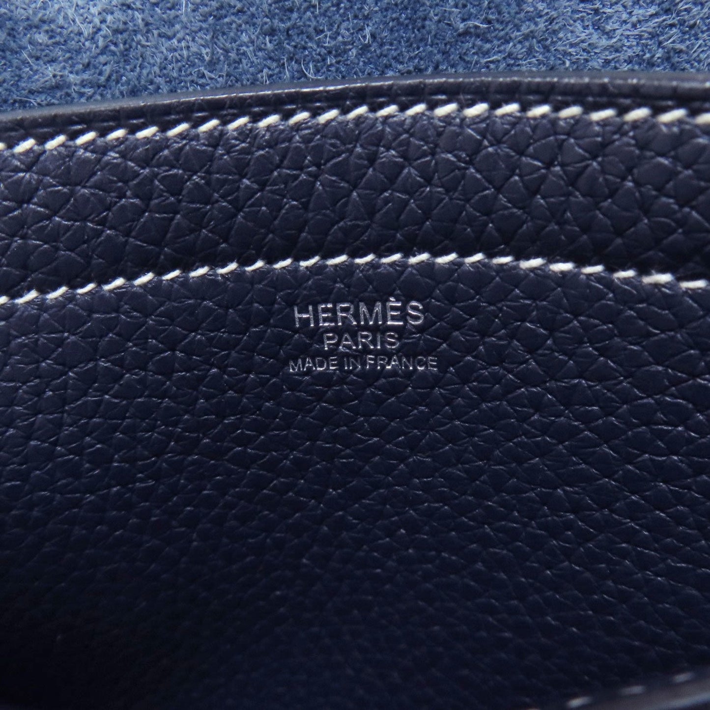 Hermes Navy Taurillon Clemence Leather Handbag (Pre-Owned)