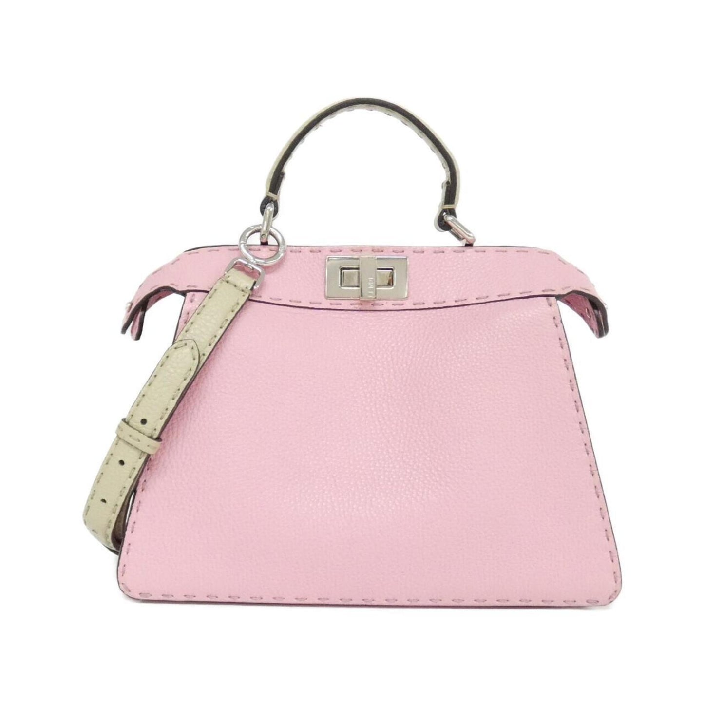 Fendi Beige Pink Leather Handbag (Pre-Owned)