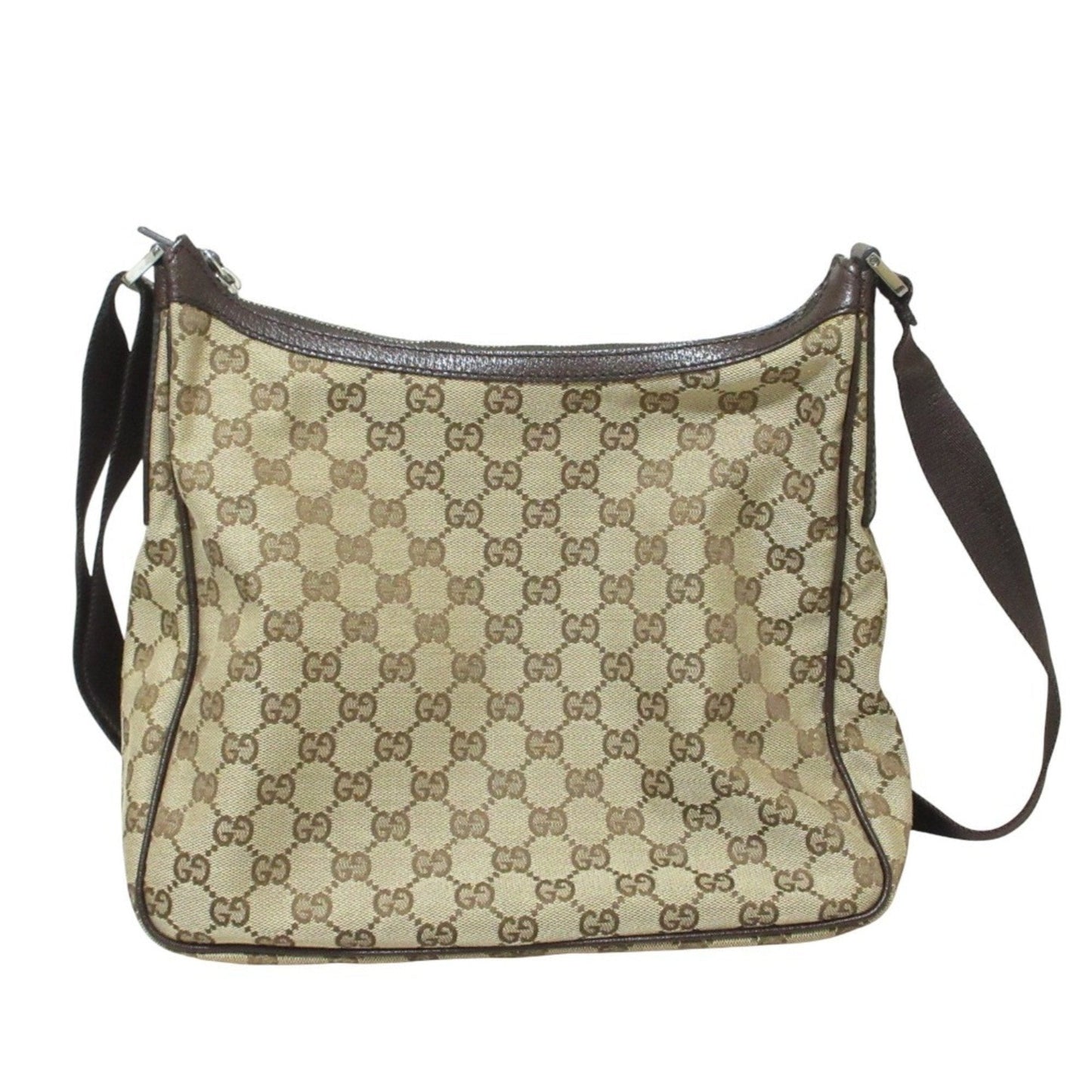 Gucci Gg Canvas Beige Brown Shoulder Bag (Pre-Owned)