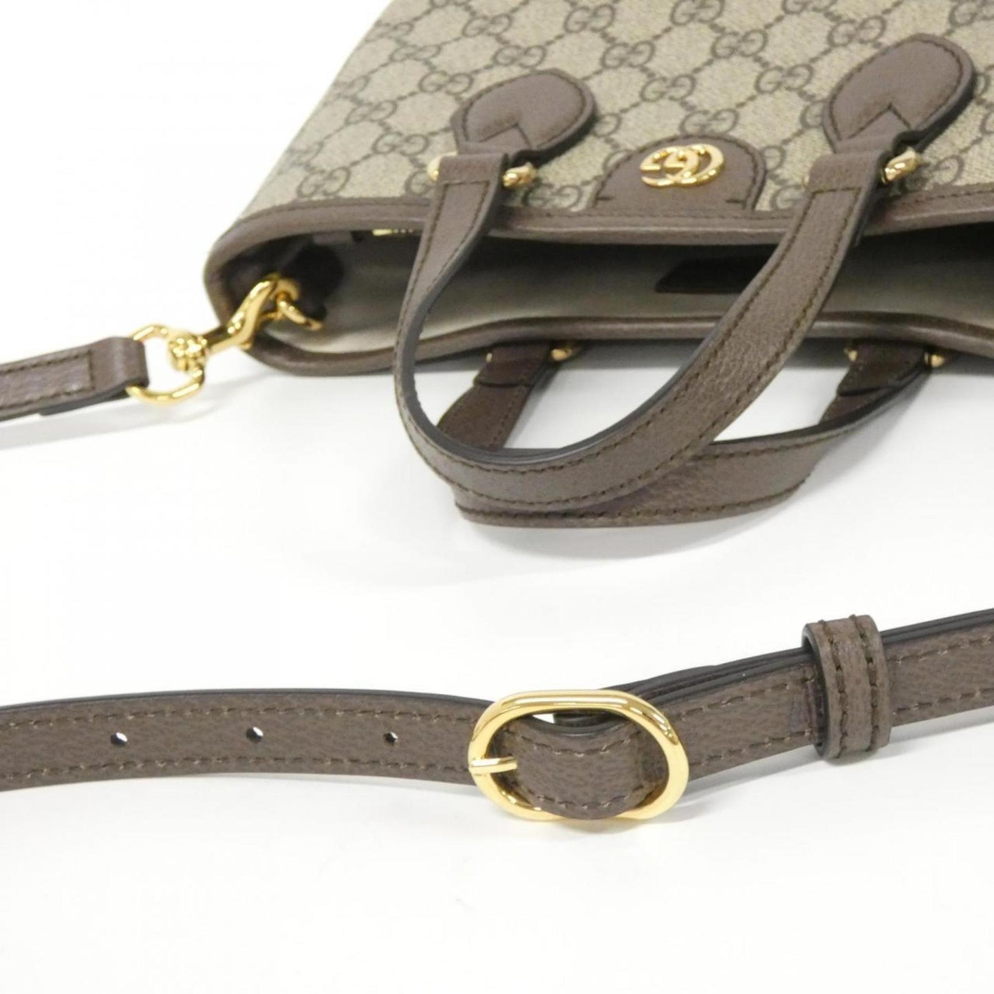 Gucci Beige Brown Gg Supreme Leather Handbag (Pre-Owned)