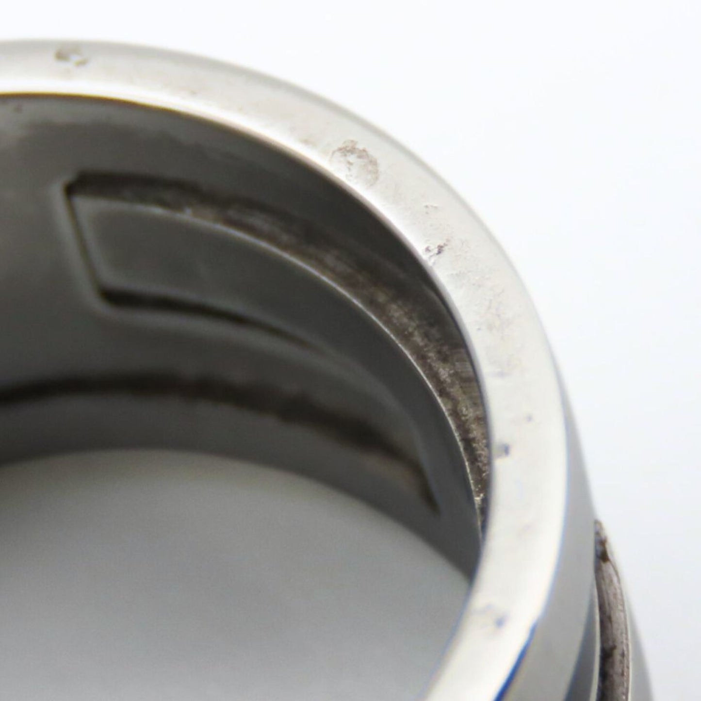 Hermes Silver Black Silver 925 Band Ring (Pre-Owned)