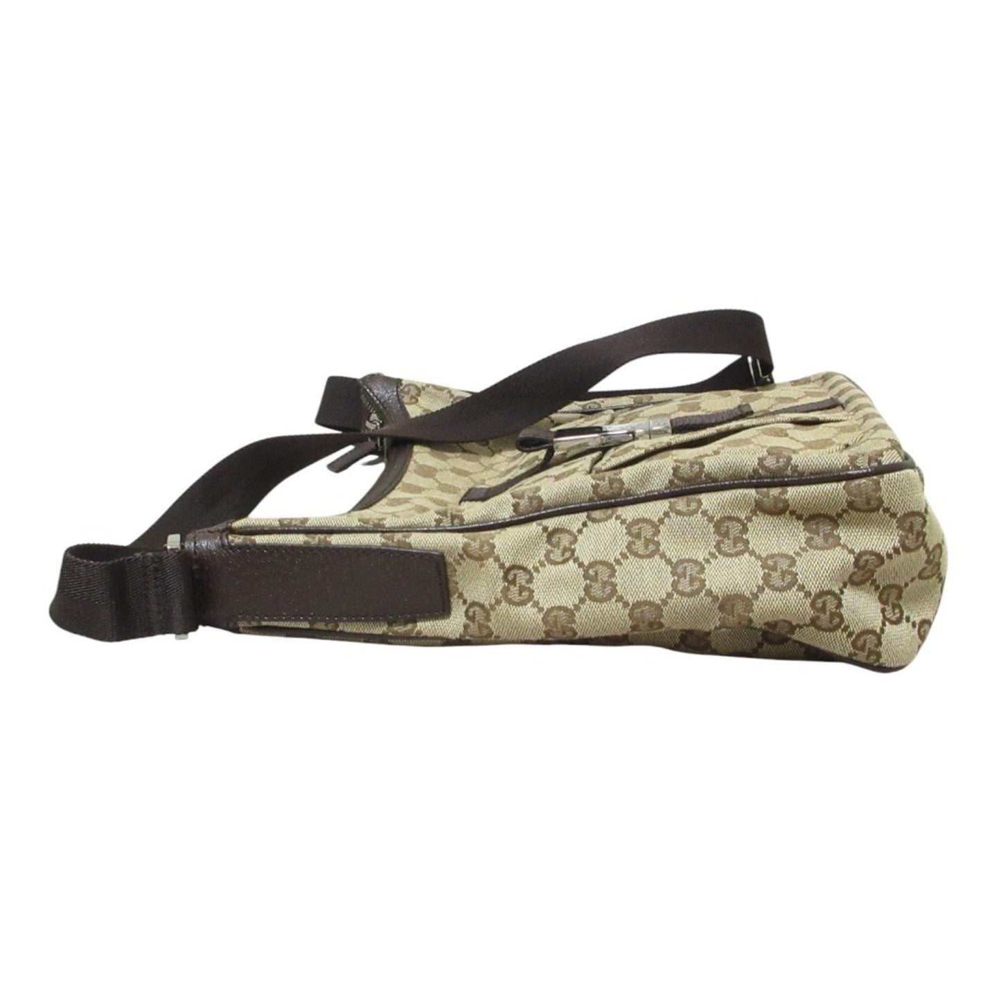 Gucci Gg Canvas Beige Brown Shoulder Bag (Pre-Owned)