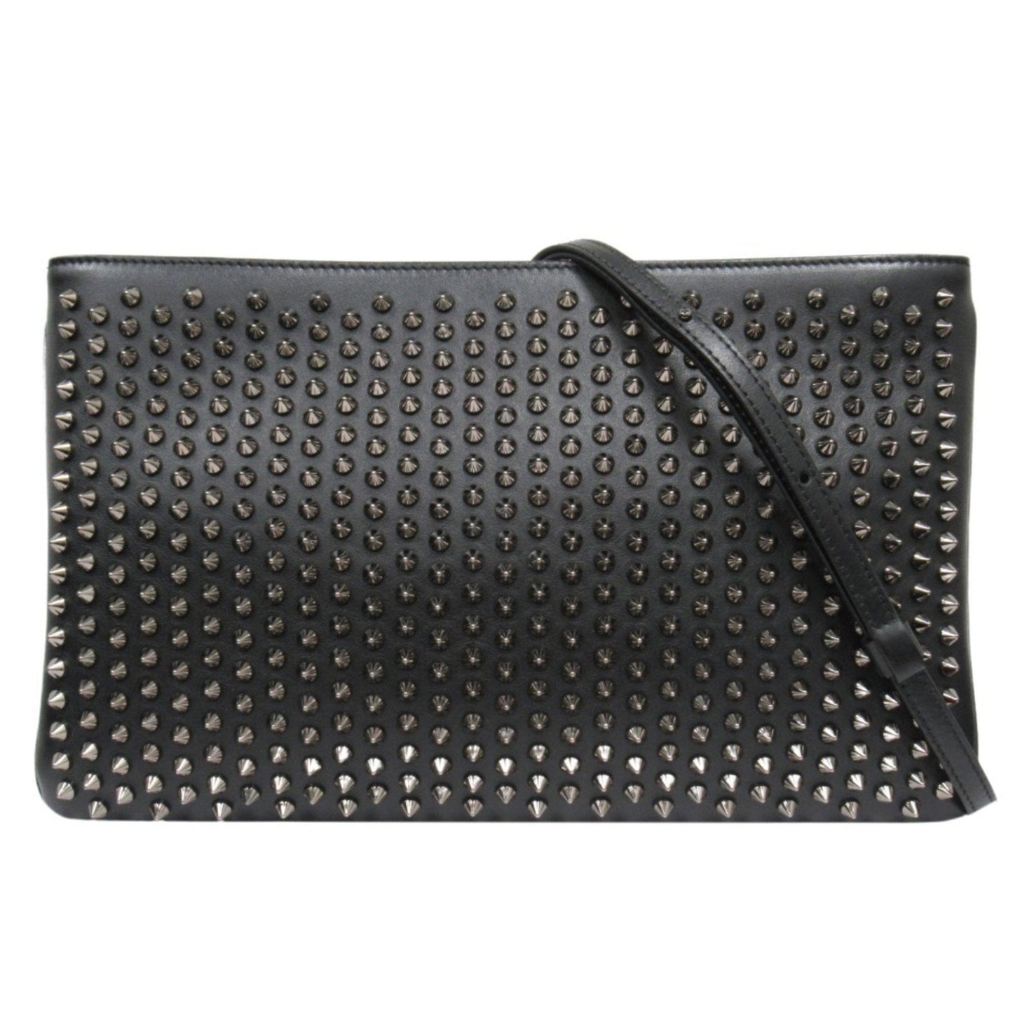 Christian Louboutin Black Red Color Leather Clutch Bag (Pre-Owned)