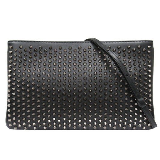 Christian Louboutin Black Red Color Leather Clutch Bag (Pre-Owned)