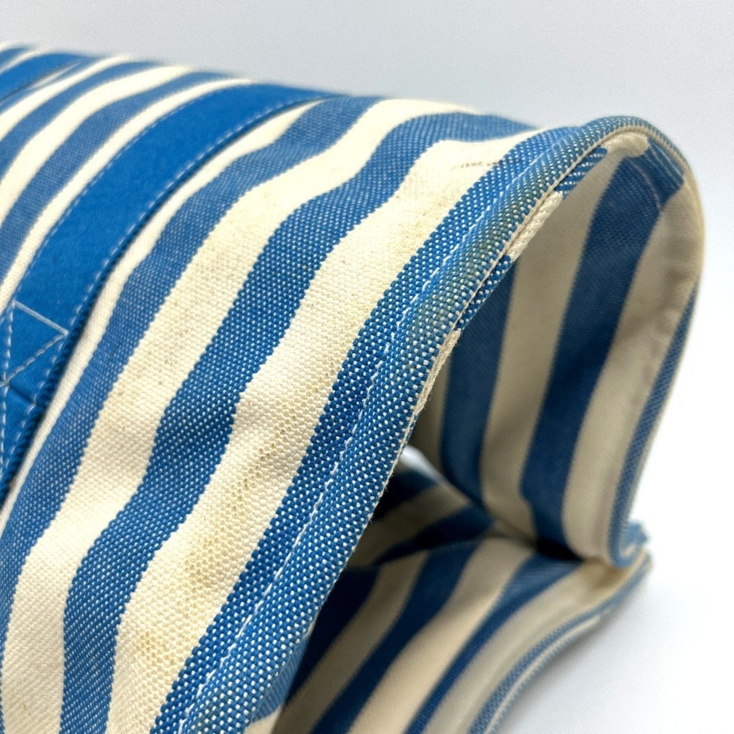 Hermes Blue White Yellow Canvas Handbag Pouch Tote Bag (Pre-Owned)