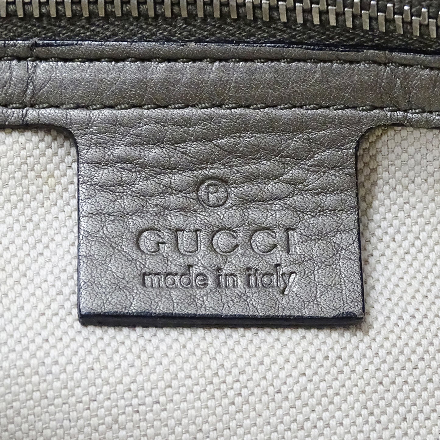 Gucci Bronze Metallic Gray Leather Shoulder Bag (Pre-Owned)