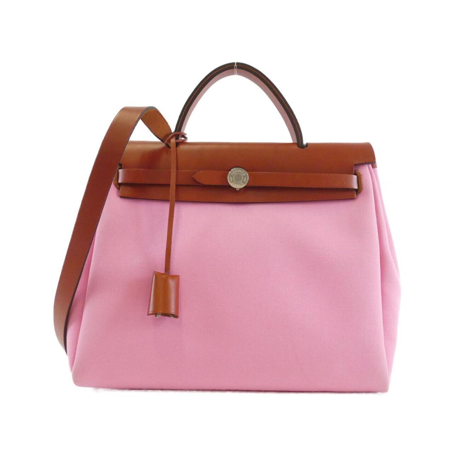 Hermes Pink Toile Officier Handbag (Pre-Owned)