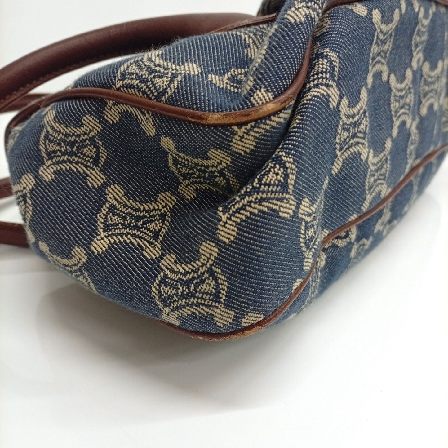 Celine Blue Brown Canvas Leather Handbag (Pre-Owned)
