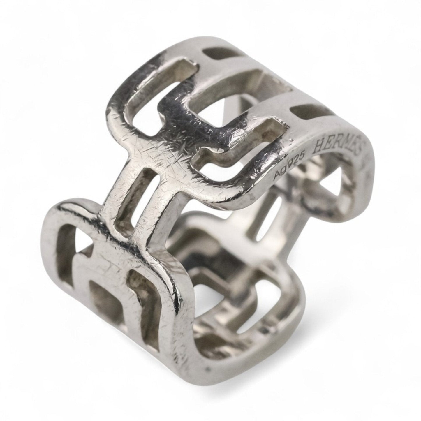 Hermes Silver Silver 925 Band Ring (Pre-Owned)