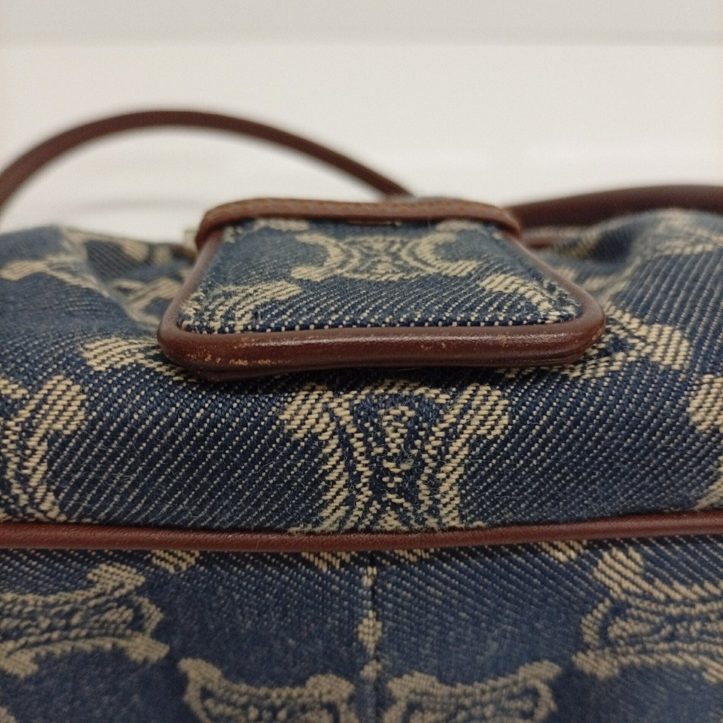 Celine Blue Brown Canvas Leather Handbag (Pre-Owned)