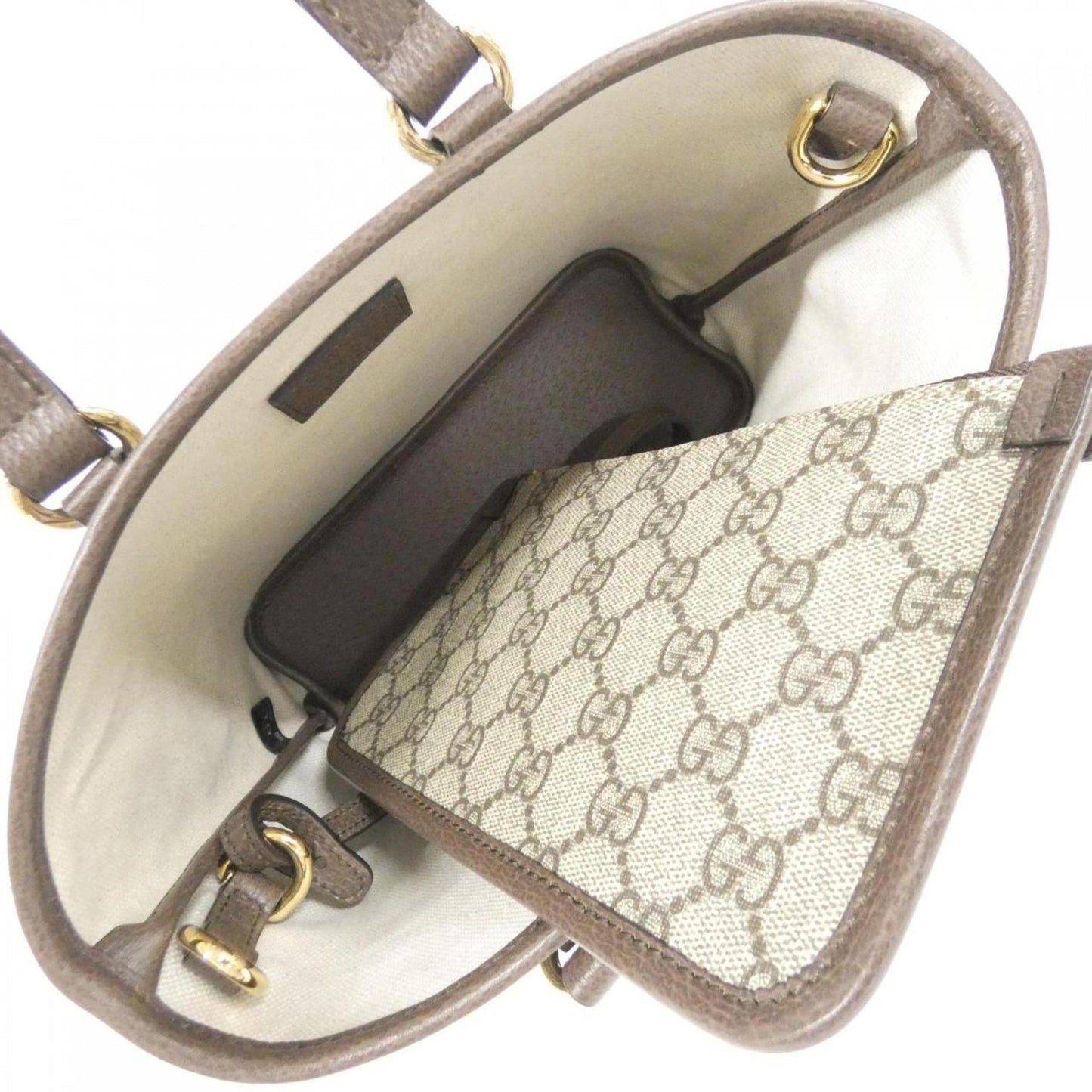 Gucci Beige Brown Gg Supreme Leather Handbag (Pre-Owned)
