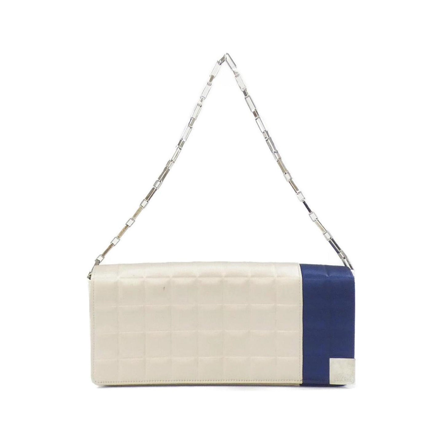 Chanel Beige Navy Satin Shoulder Bag (Pre-Owned)