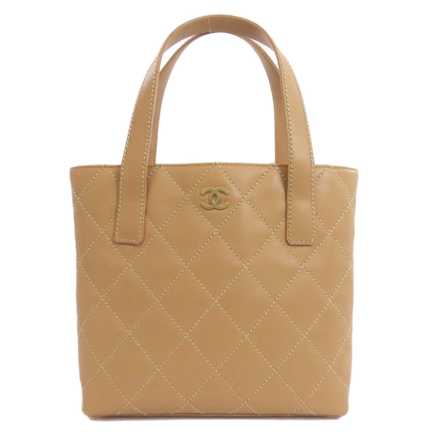 Chanel Wild Stitch Beige Leather Handbag (Pre-Owned)