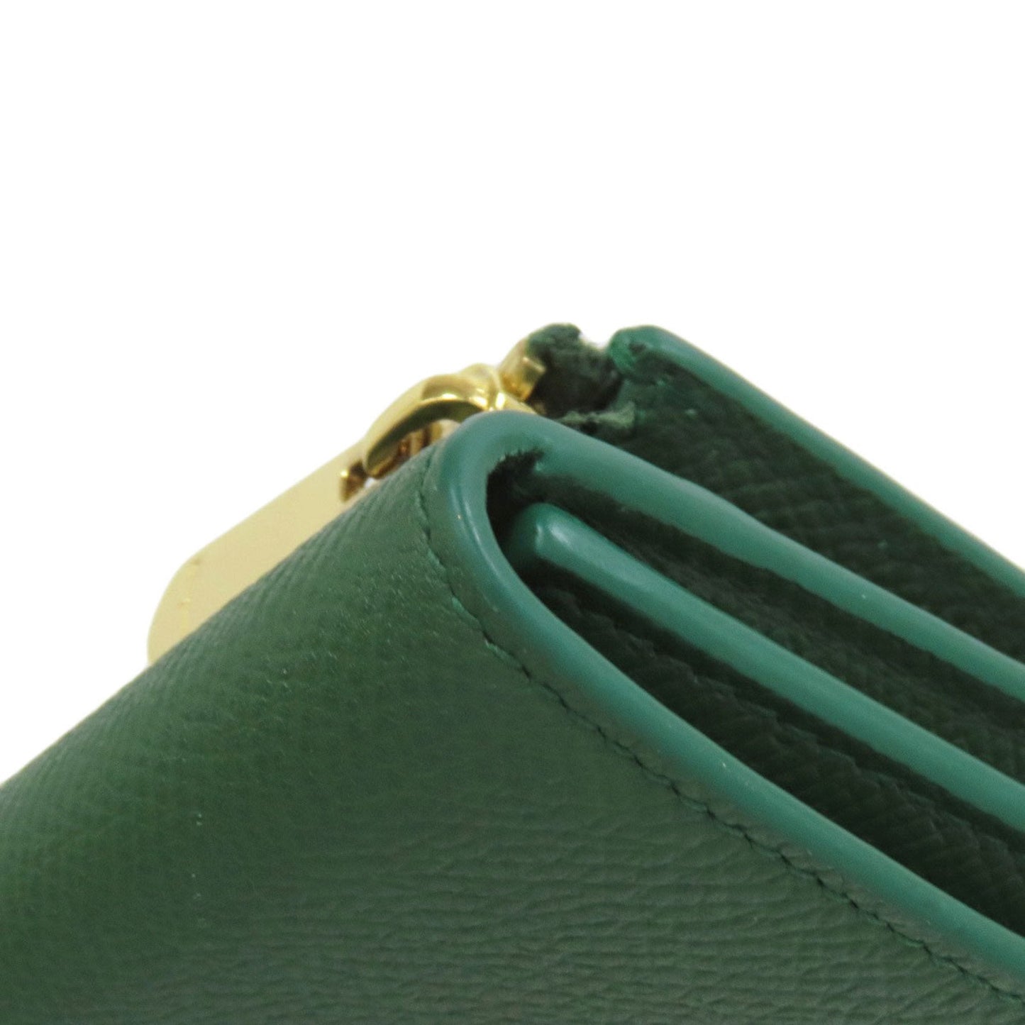 Salvatore Ferragamo Gancini Green Leather Wallet (Bi-Fold) (Pre-Owned)