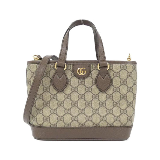 Gucci Beige Brown Gg Supreme Leather Handbag (Pre-Owned)