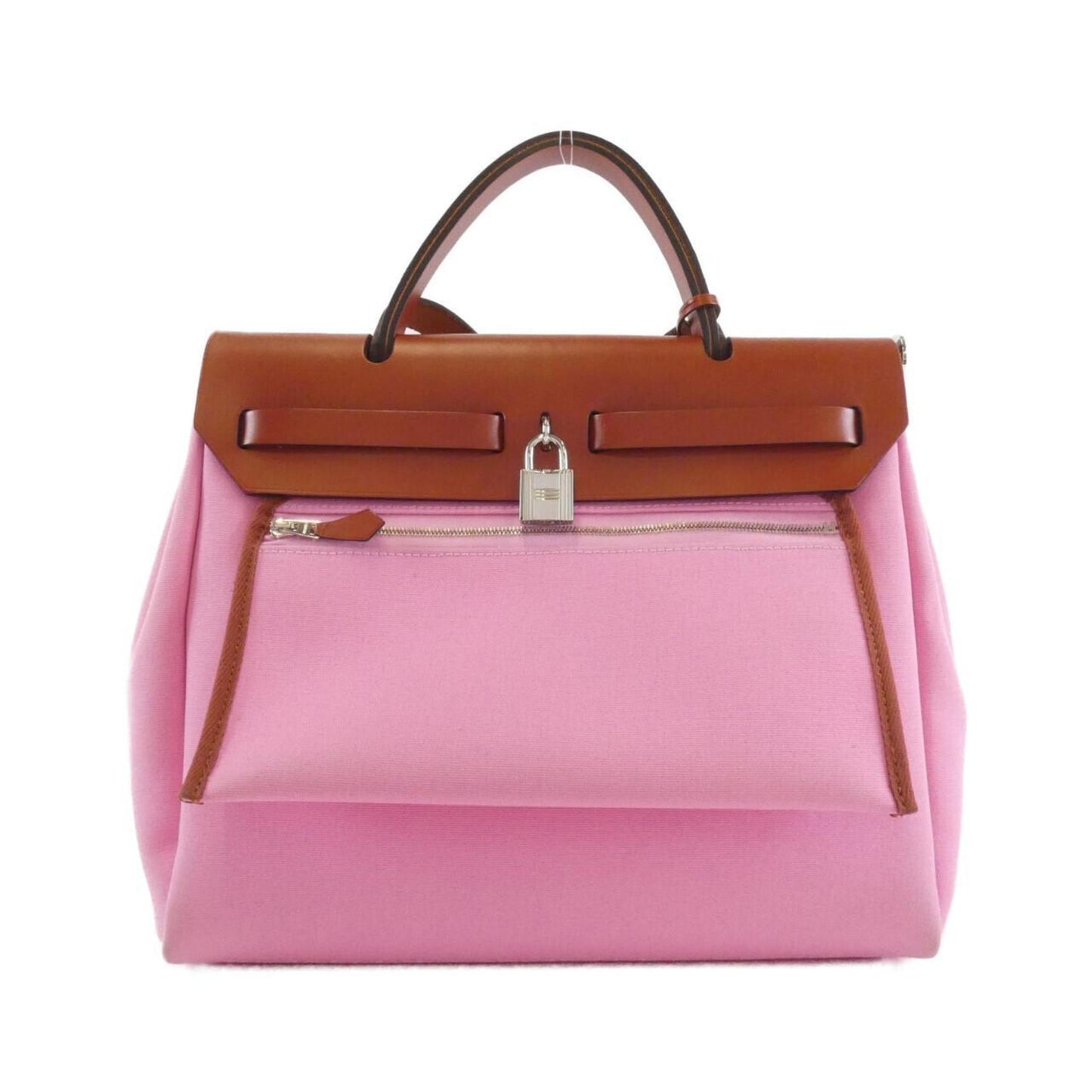 Hermes Pink Toile Officier Handbag (Pre-Owned)