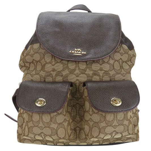 Coach Dark Brown Canvas Leather Backpack (Pre-Owned)