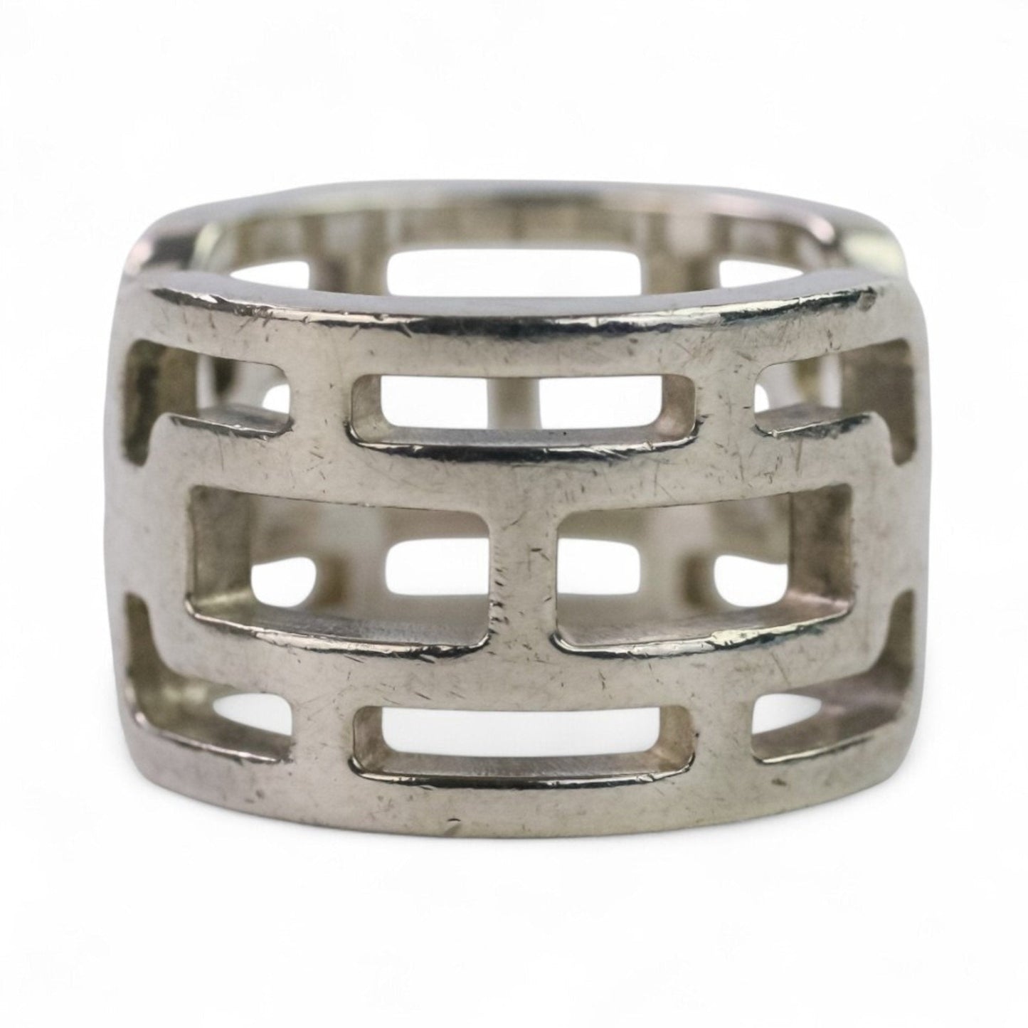 Hermes Silver Silver 925 Band Ring (Pre-Owned)