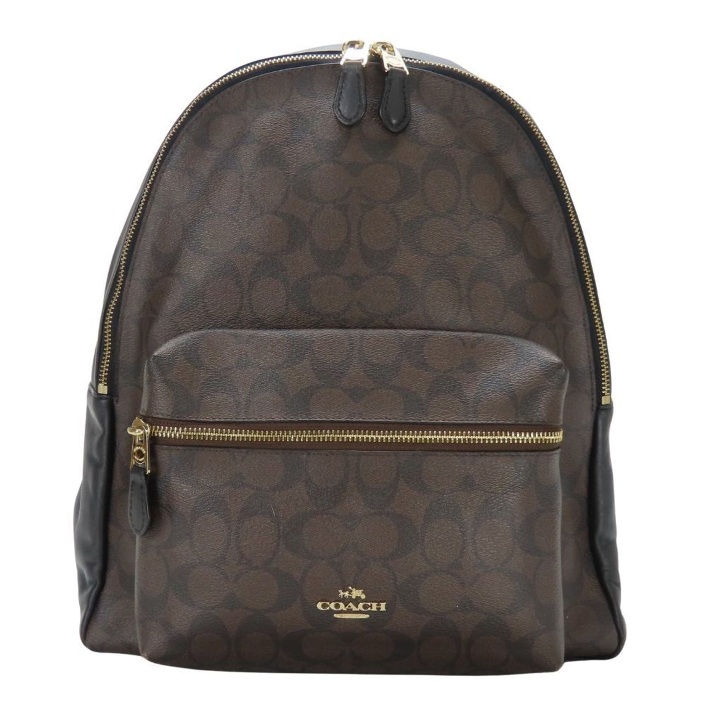 Coach Black Dark Brown Pvc Leather Backpack (Pre-Owned)