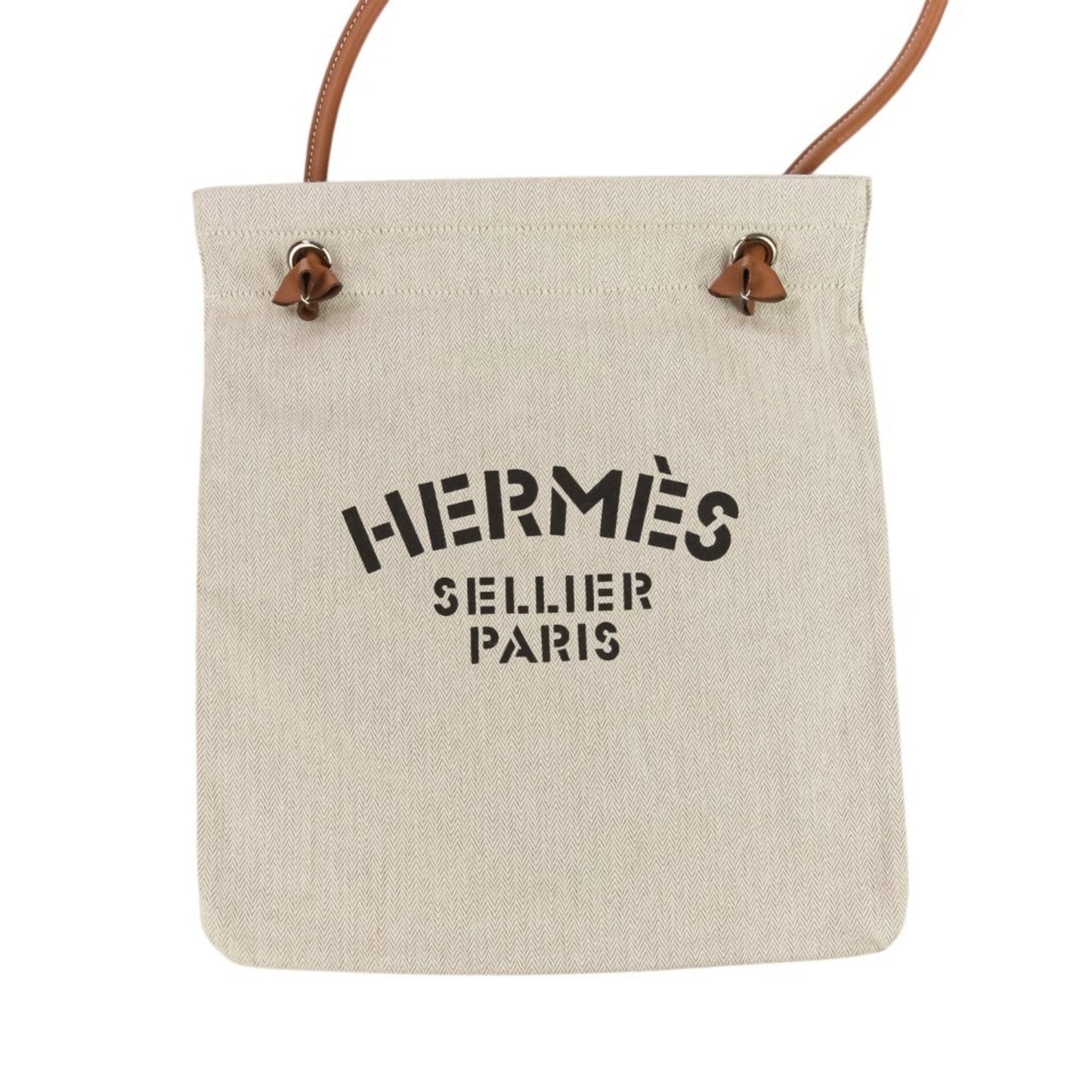 Hermes Brown Ivory Toile Chevron Shoulder Bag (Pre-Owned)