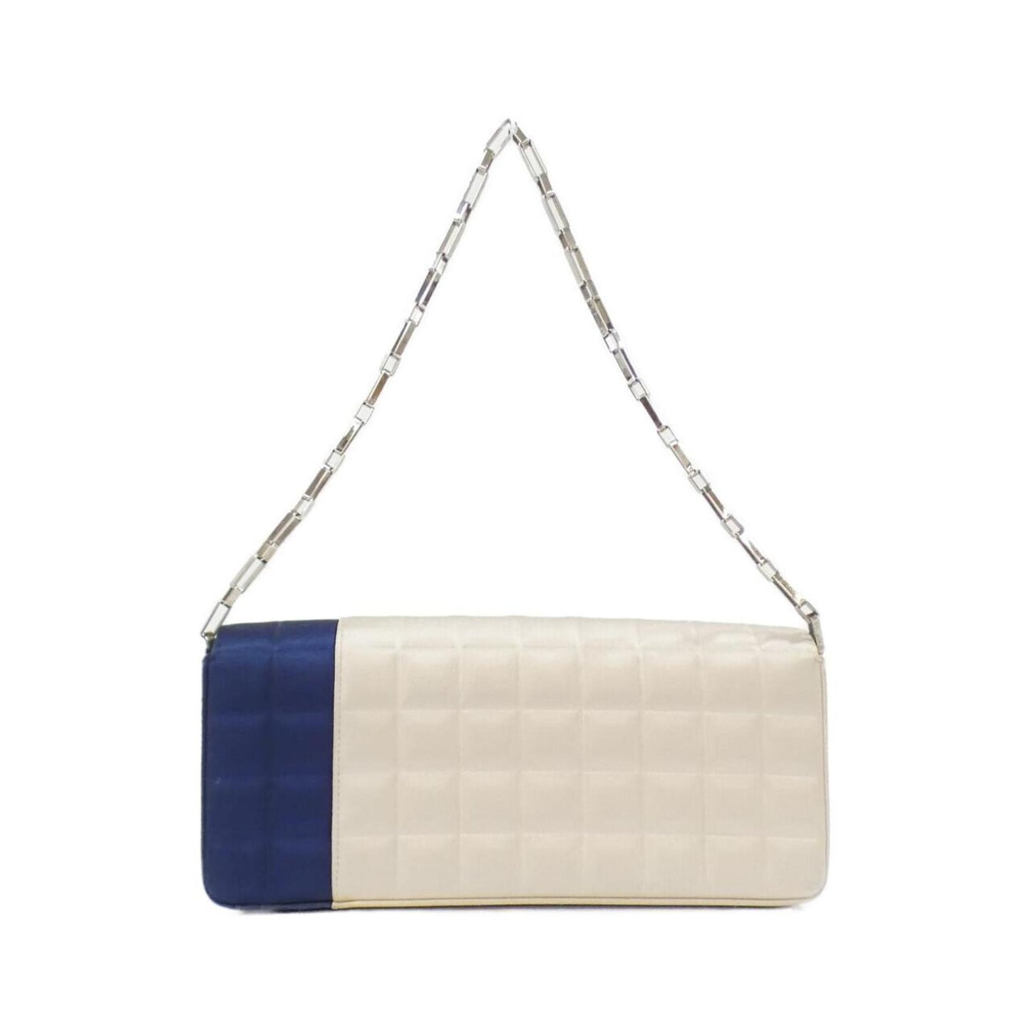 Chanel Beige Navy Satin Shoulder Bag (Pre-Owned)