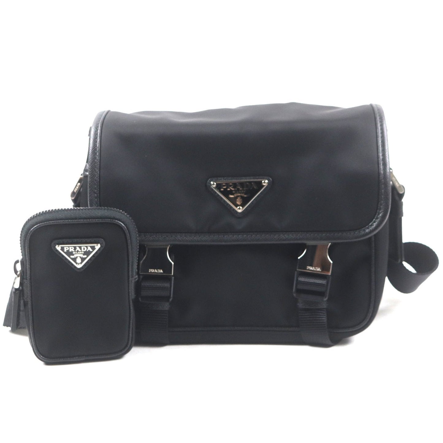 Prada Black Nylon Leather Shoulder Bag (Pre-Owned)