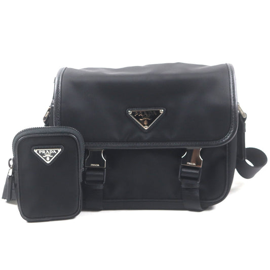 Prada Black Nylon Leather Shoulder Bag (Pre-Owned)