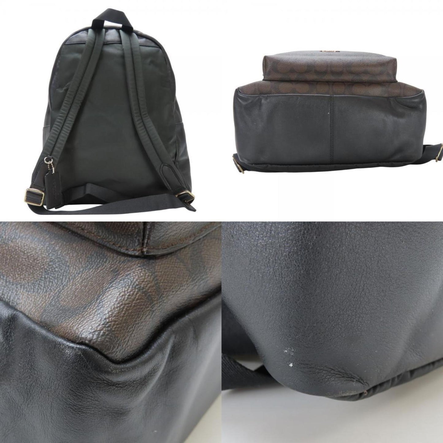 Coach Black Dark Brown Pvc Leather Backpack (Pre-Owned)