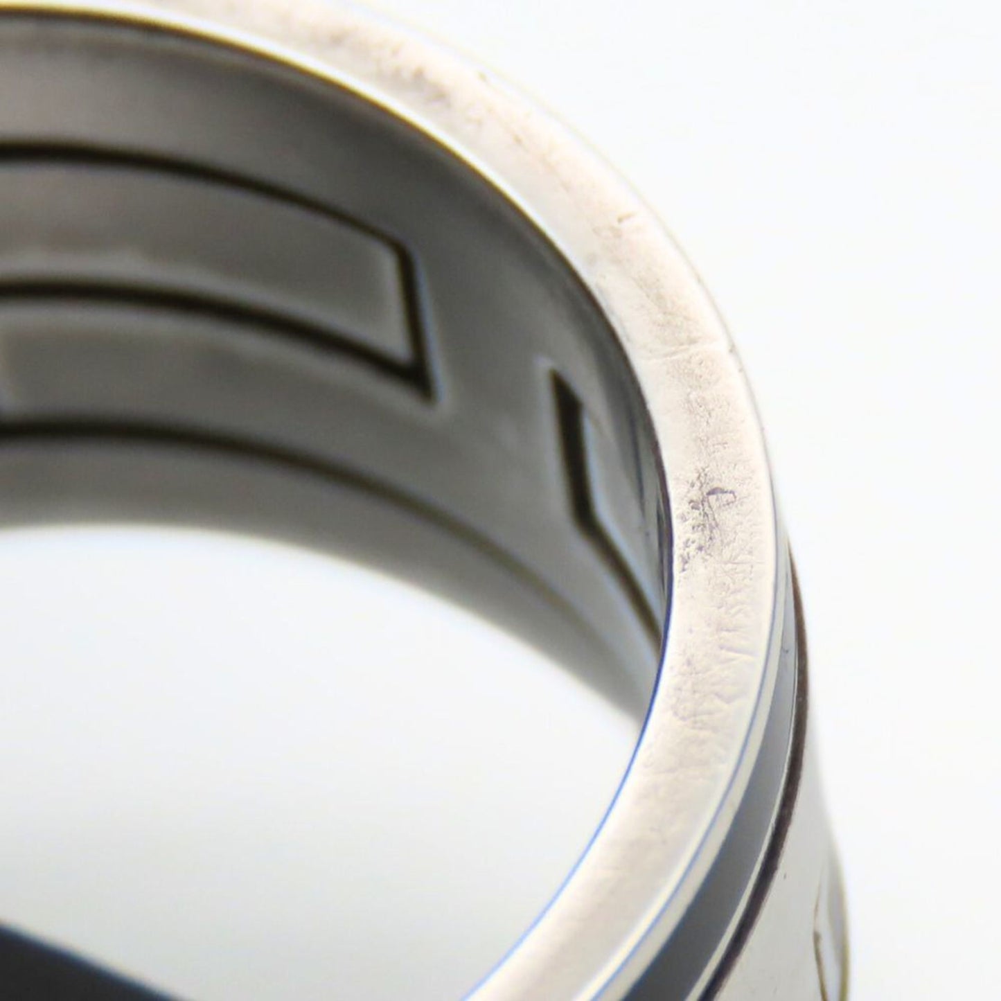 Hermes Silver Black Silver 925 Band Ring (Pre-Owned)