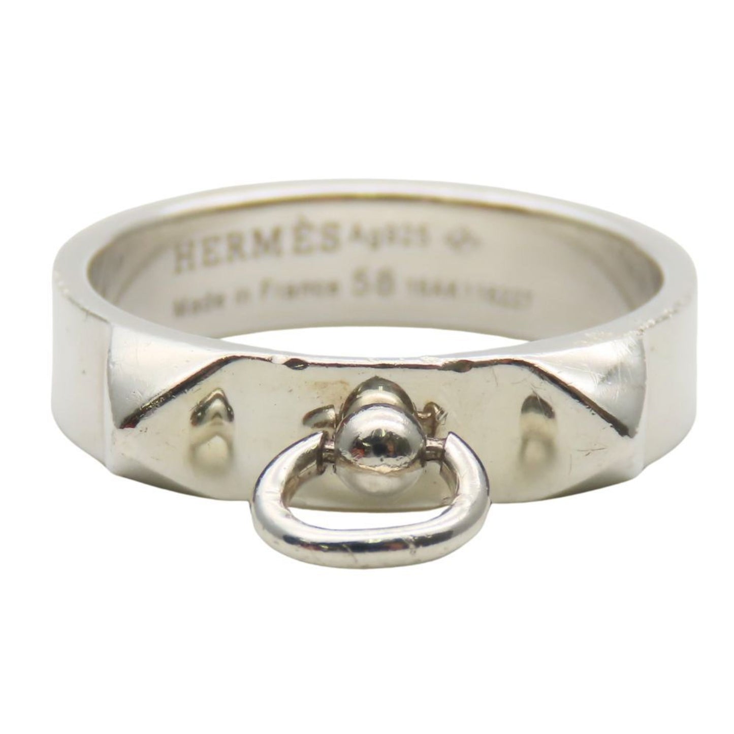Hermes Silver Silver 925 Band Ring (Pre-Owned)