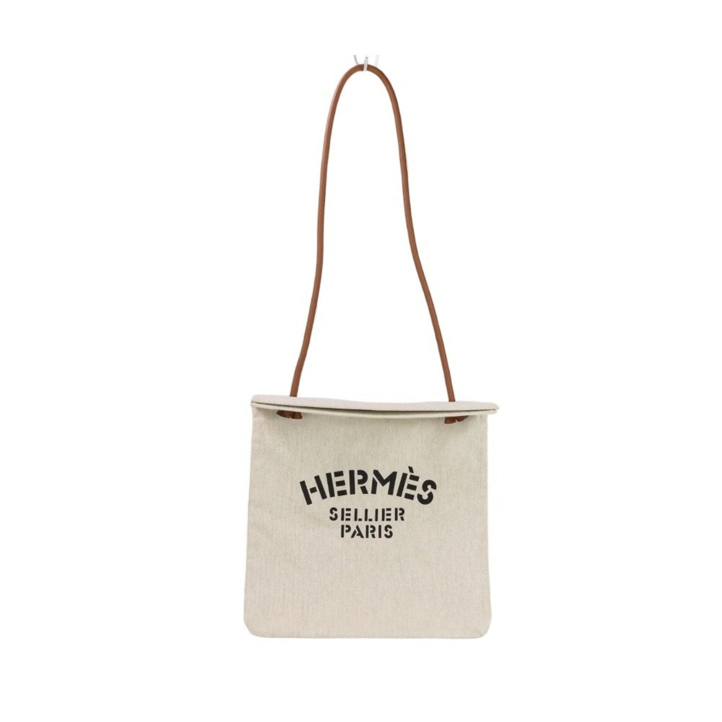 Hermes Brown Ivory Toile Chevron Shoulder Bag (Pre-Owned)