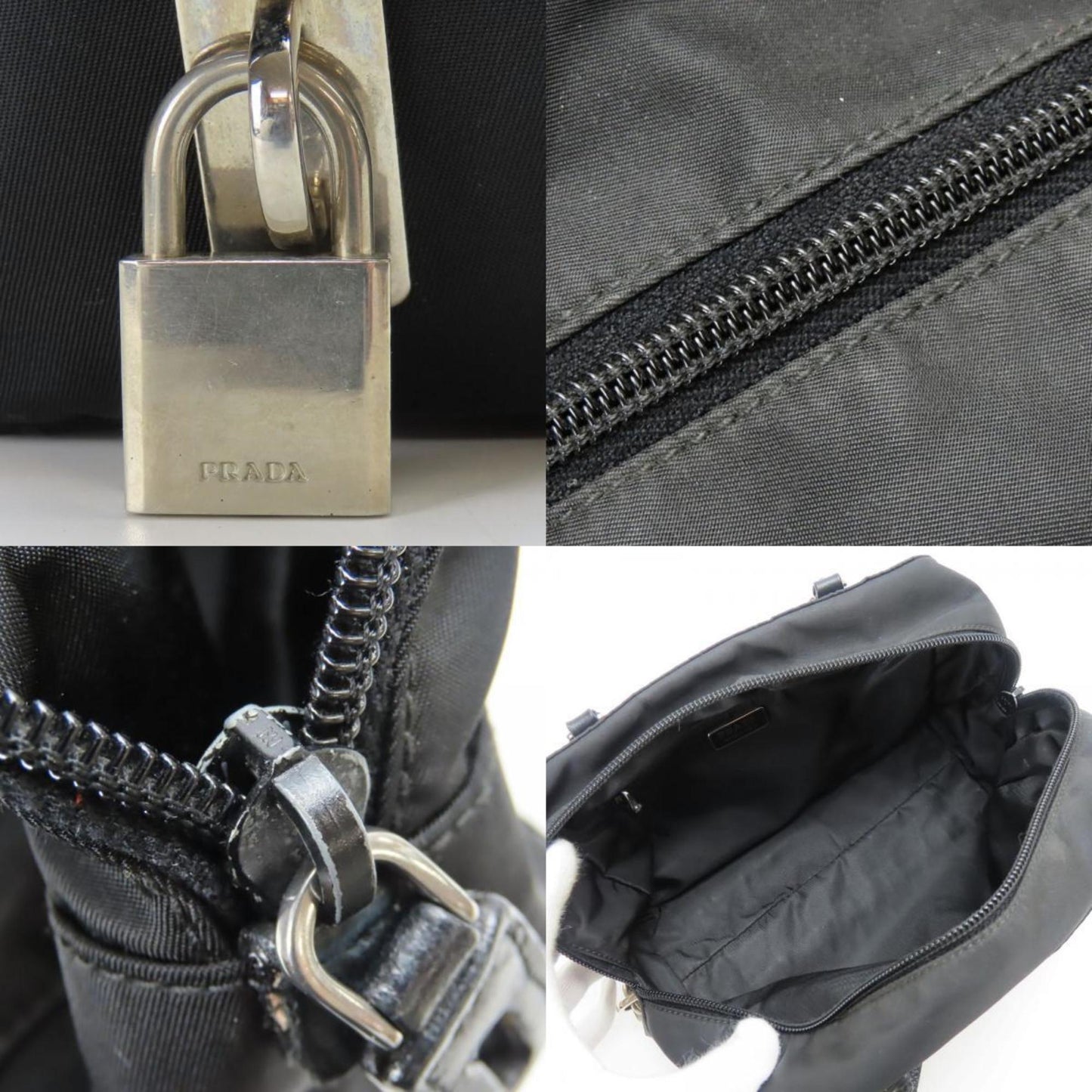 Prada Black Nero Nylon Leather Handbag (Pre-Owned)