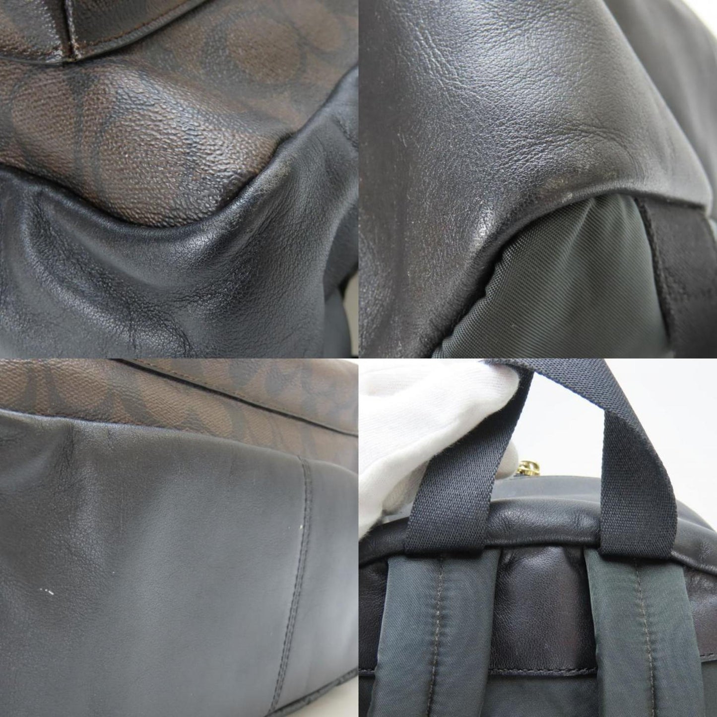 Coach Black Dark Brown Pvc Leather Backpack (Pre-Owned)