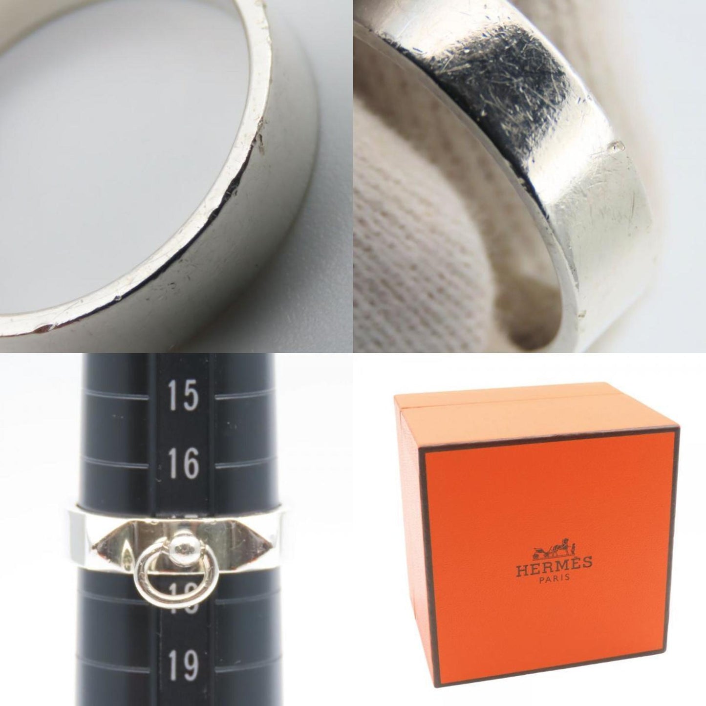 Hermes Silver Silver 925 Band Ring (Pre-Owned)