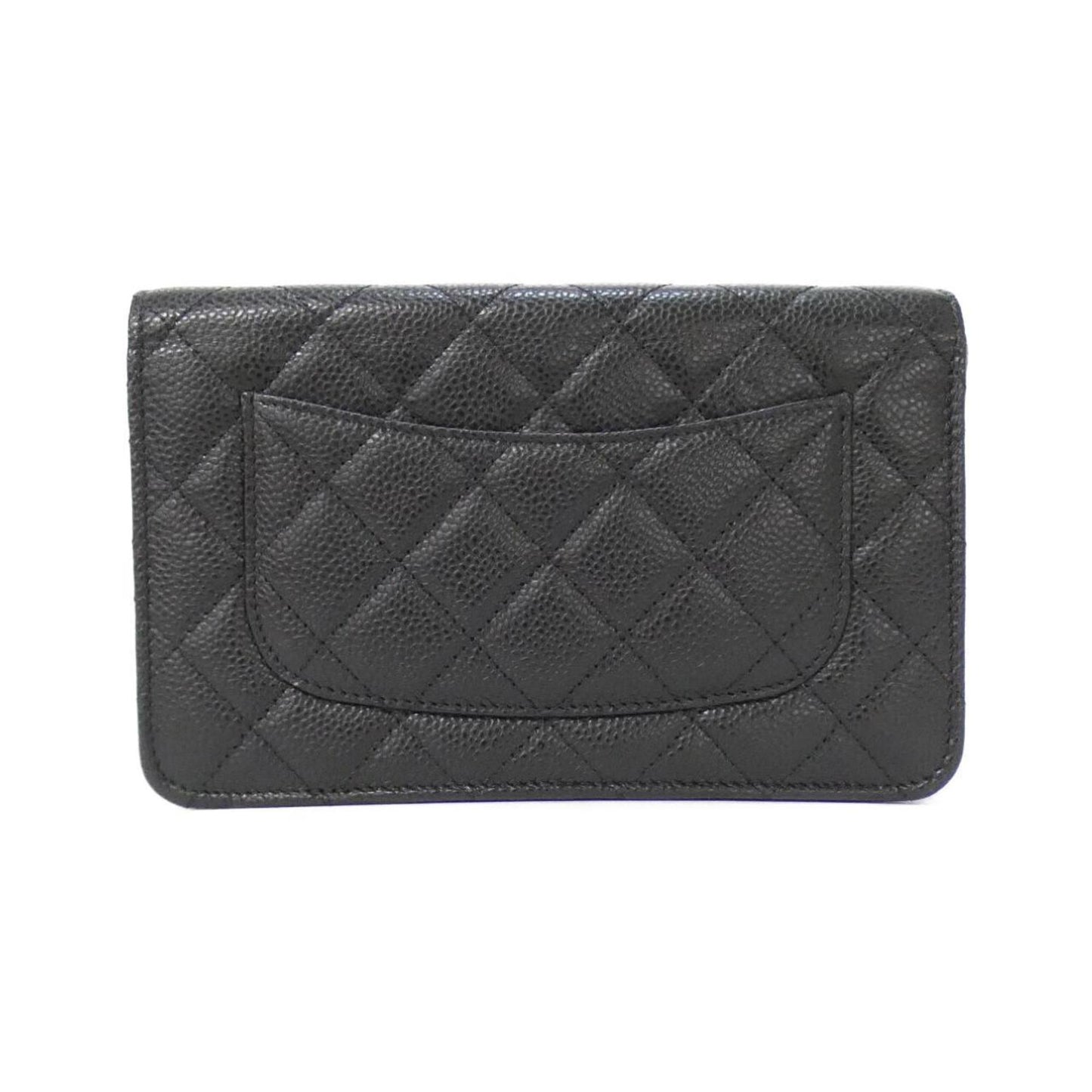 Chanel Black Bordeaux Grained Calfskin Chain/Shoulder Wallet (Pre-Owned)