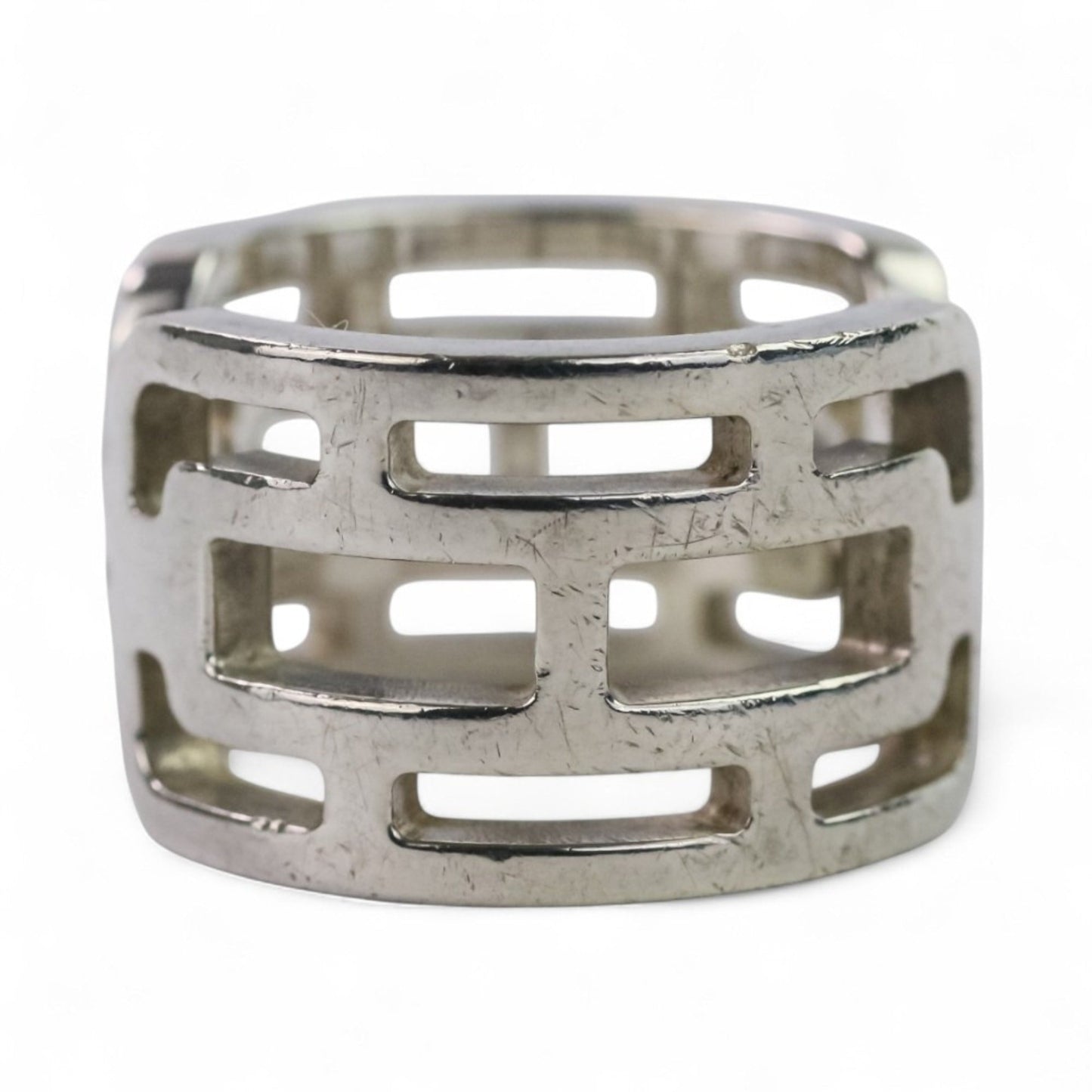Hermes Silver Silver 925 Band Ring (Pre-Owned)
