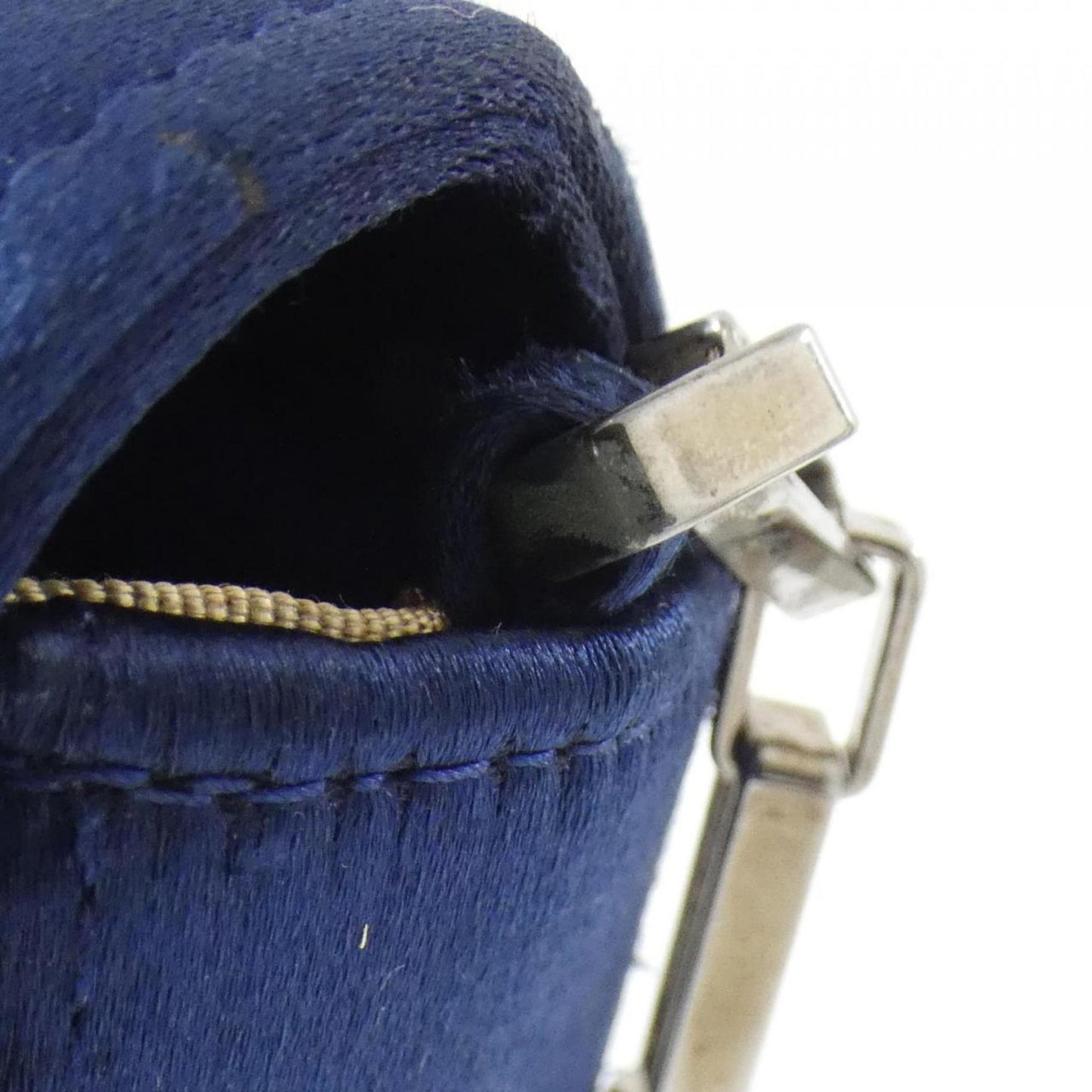 Chanel Beige Navy Satin Shoulder Bag (Pre-Owned)