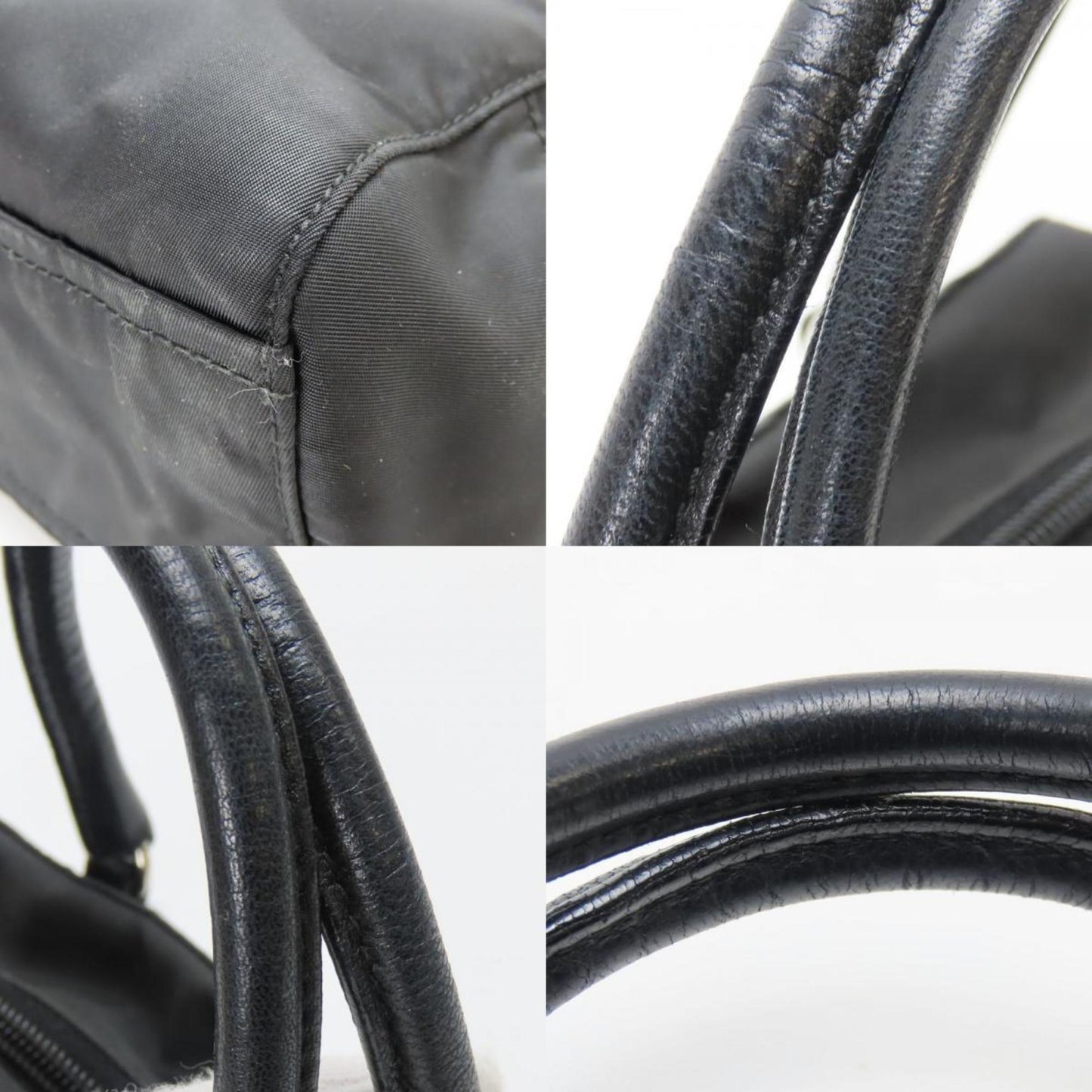 Prada Black Nero Nylon Leather Handbag (Pre-Owned)