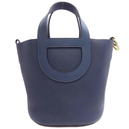 Hermes Navy Taurillon Clemence Leather Handbag (Pre-Owned)