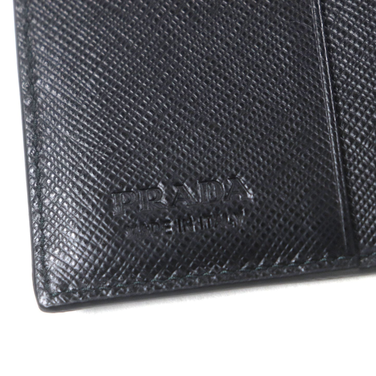 Prada Black Green Saffiano Bill Wallet (Bi-Fold) (Pre-Owned)