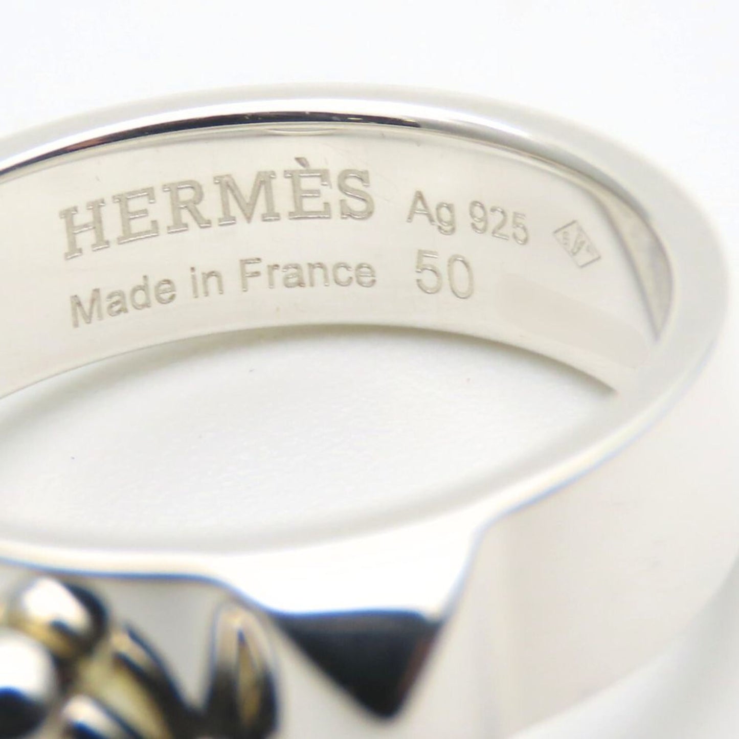 Hermes Silver Silver 925 Band Ring (Pre-Owned)