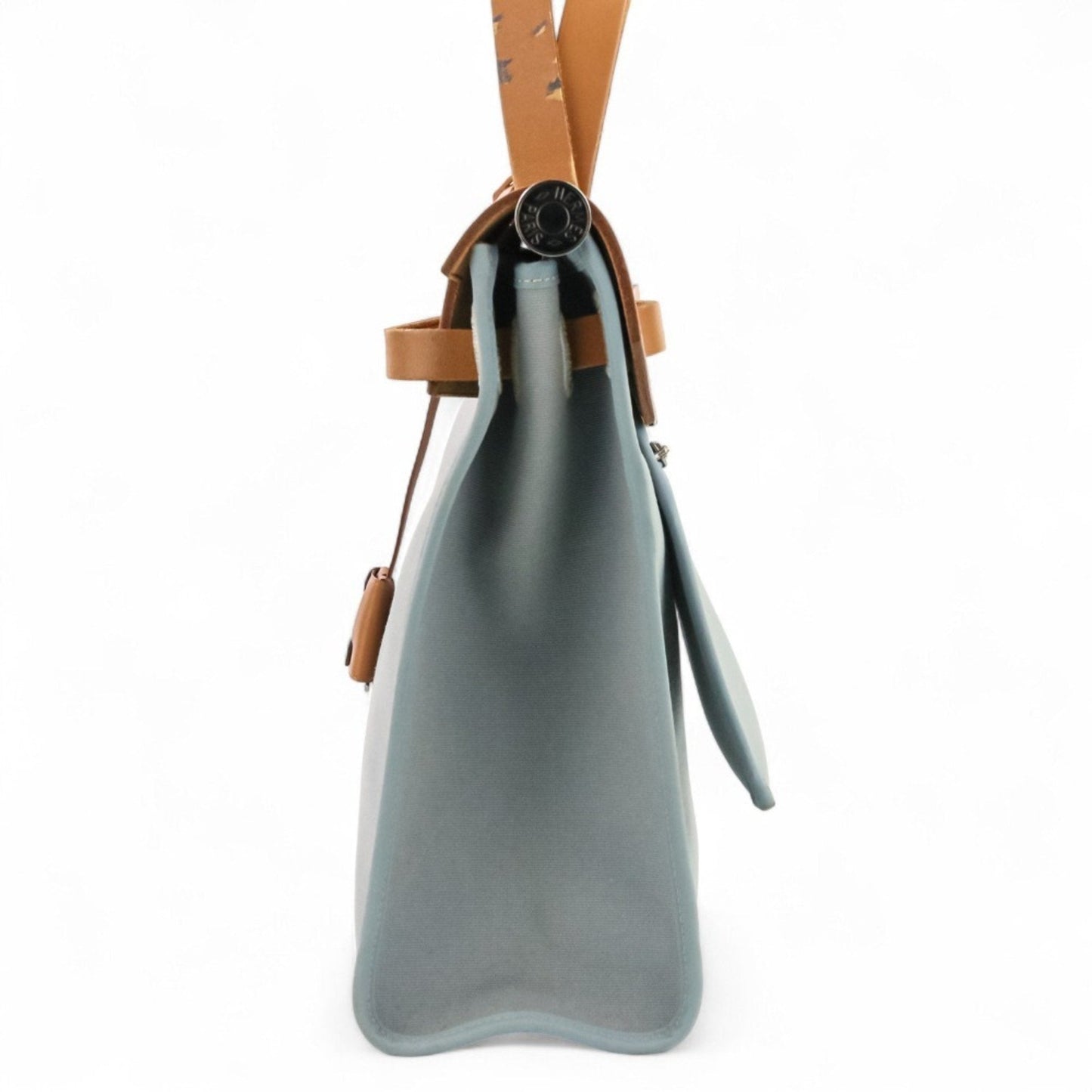 Hermes Blue Brown Canvas Leather Handbag Pouch Shoulder Bag (Pre-Owned)