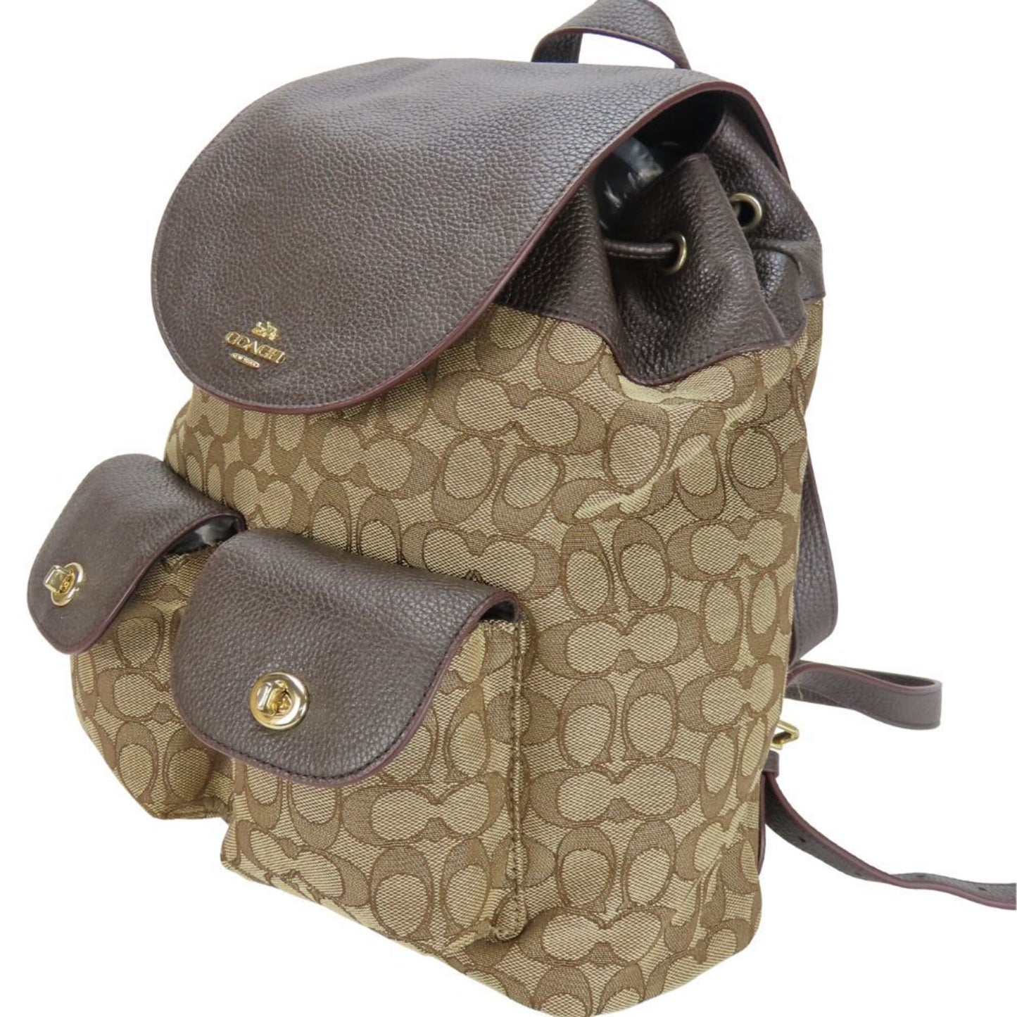 Coach Dark Brown Canvas Leather Backpack (Pre-Owned)
