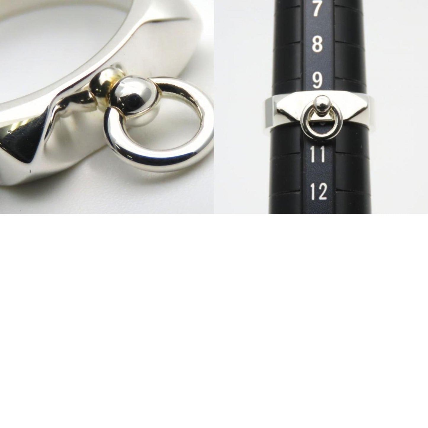 Hermes Silver Silver 925 Band Ring (Pre-Owned)