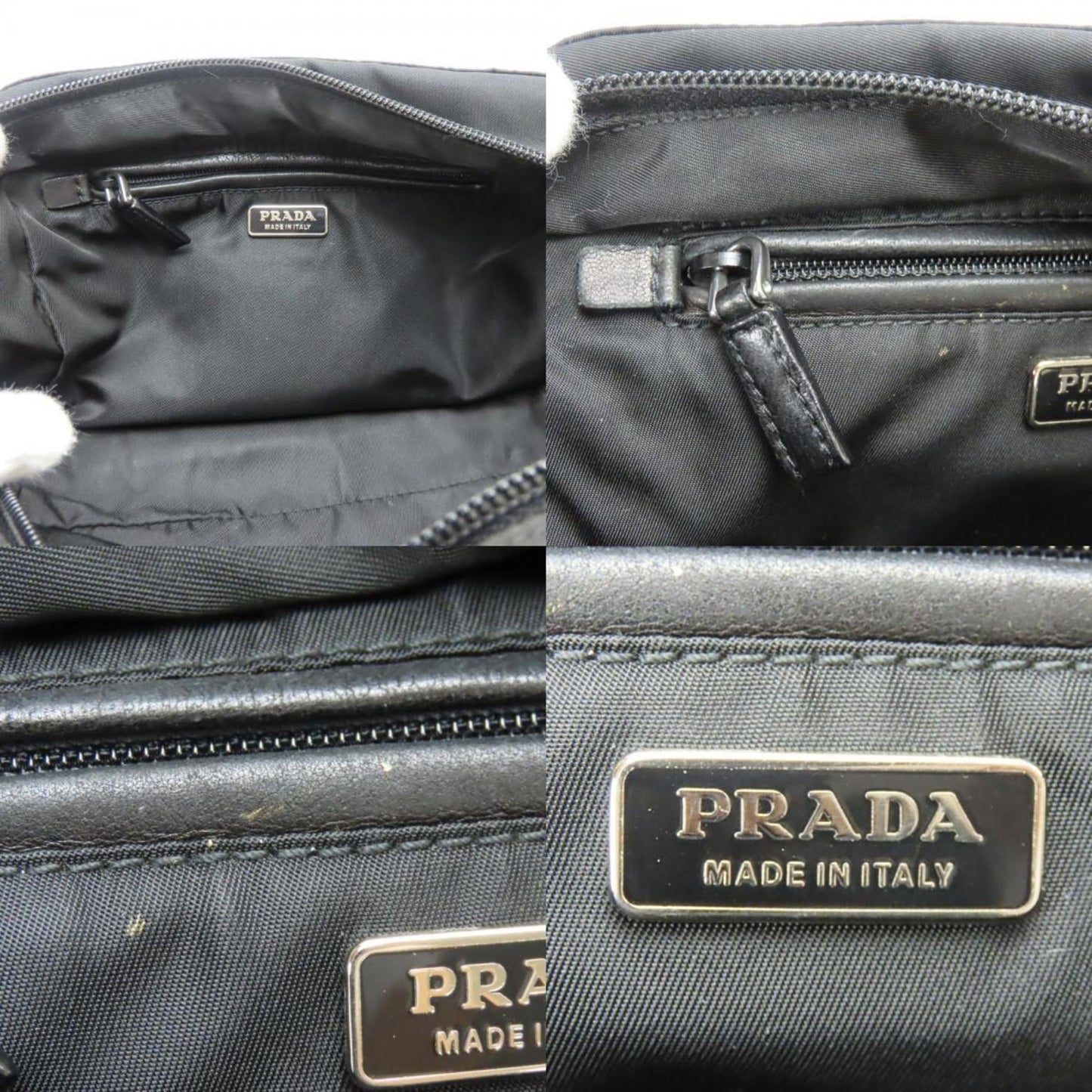 Prada Black Nero Nylon Leather Handbag (Pre-Owned)
