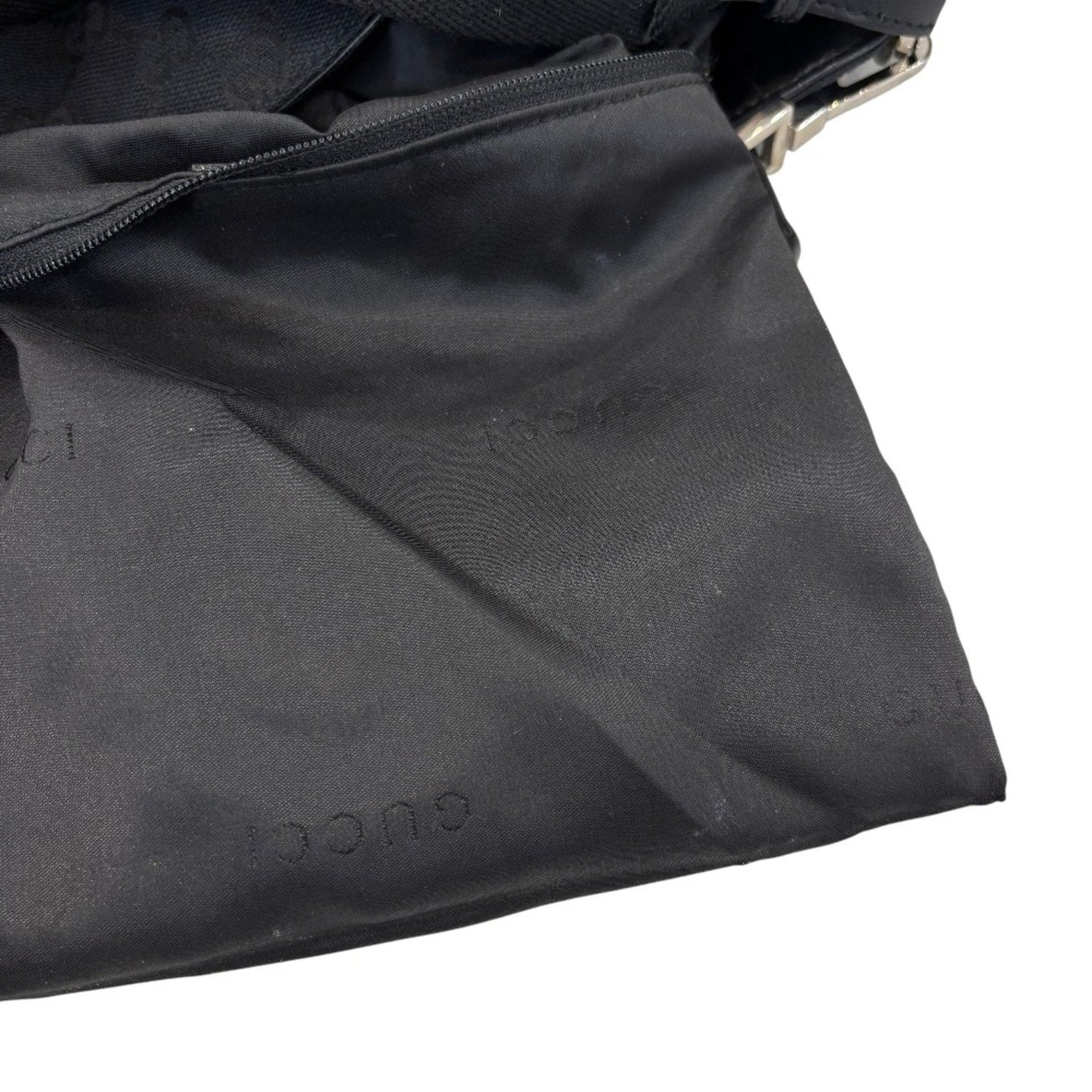 Gucci Black Leather Gg Canvas Handbag Shoulder Bag (Pre-Owned)