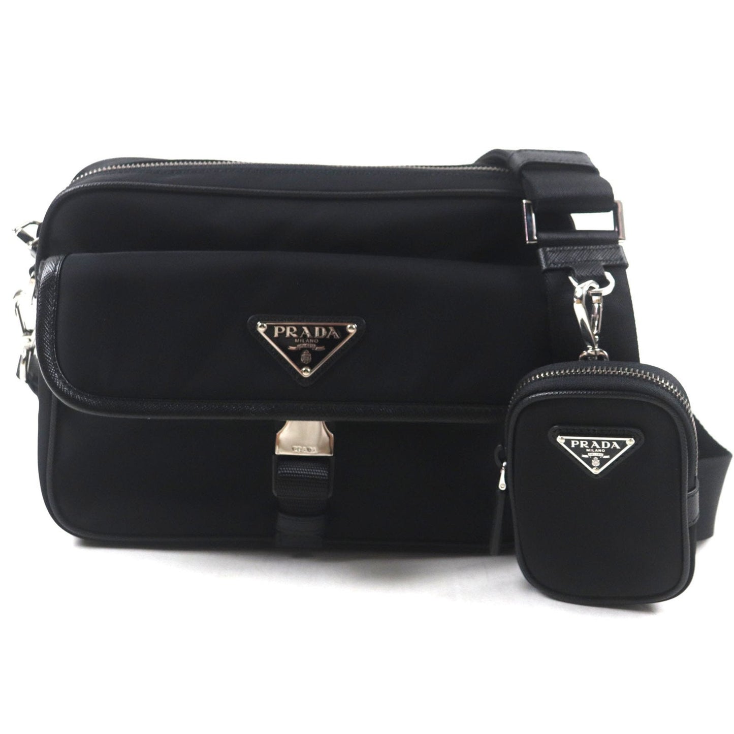 Prada Black Nylon Saffiano Shoulder Bag (Pre-Owned)