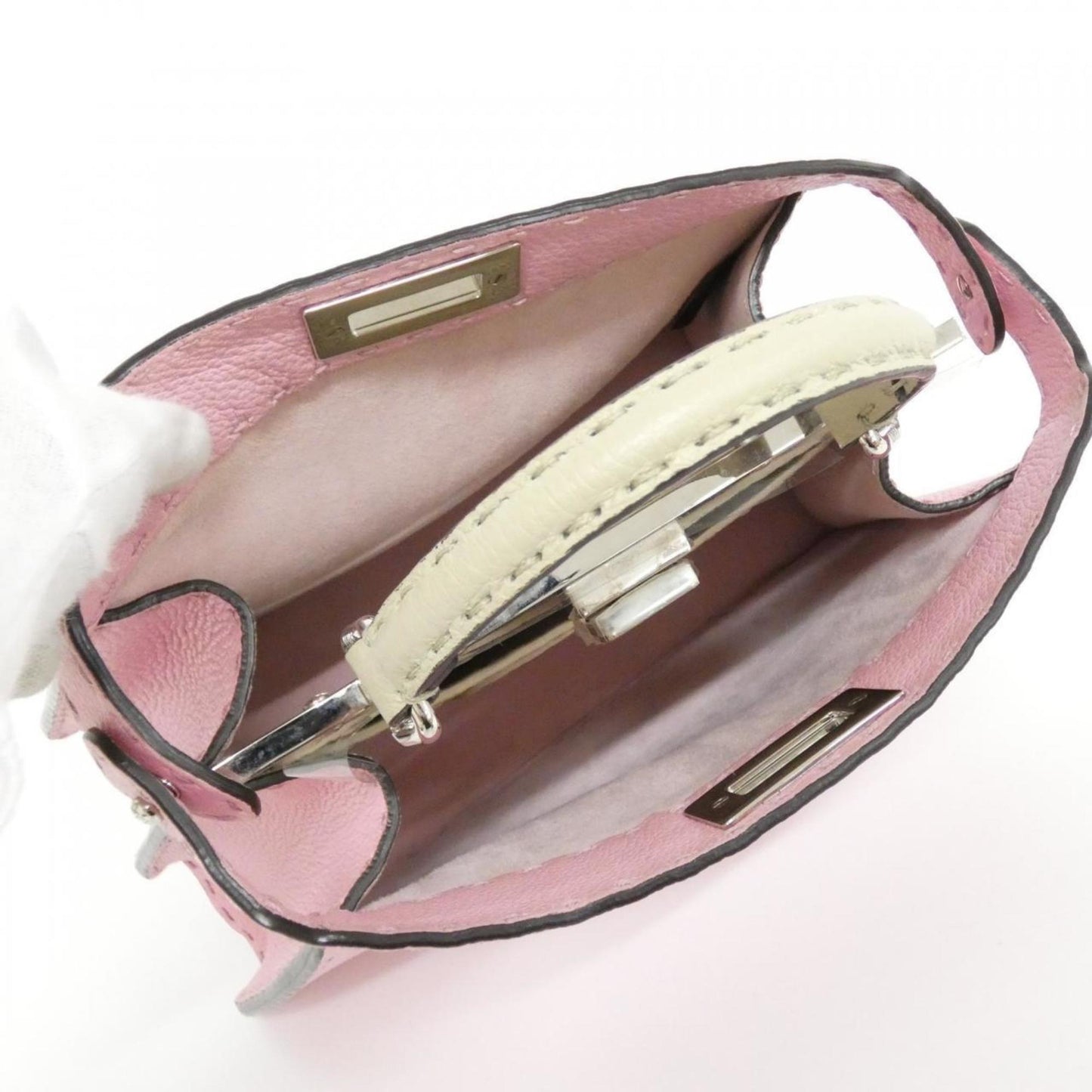 Fendi Beige Pink Leather Handbag (Pre-Owned)