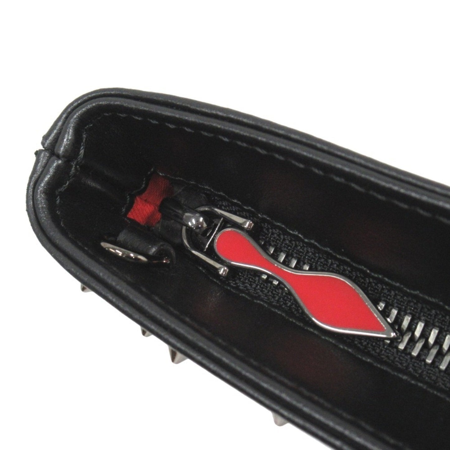 Christian Louboutin Black Red Color Leather Clutch Bag (Pre-Owned)